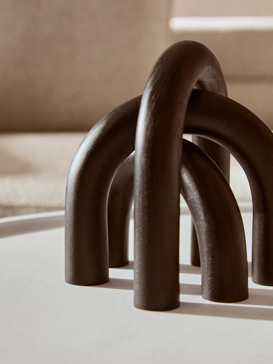 Cato Black Wood Arch Sculpture - Lifestyle