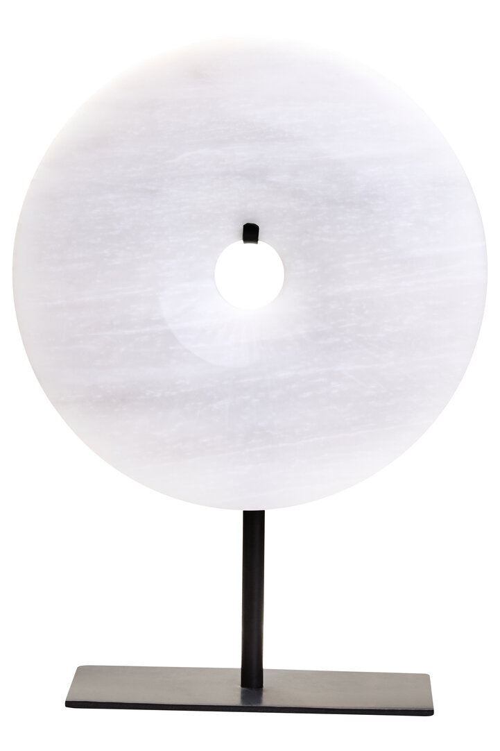 Zoro Small Round Dia 20cm Grey Marble Disc Sculpture - Main