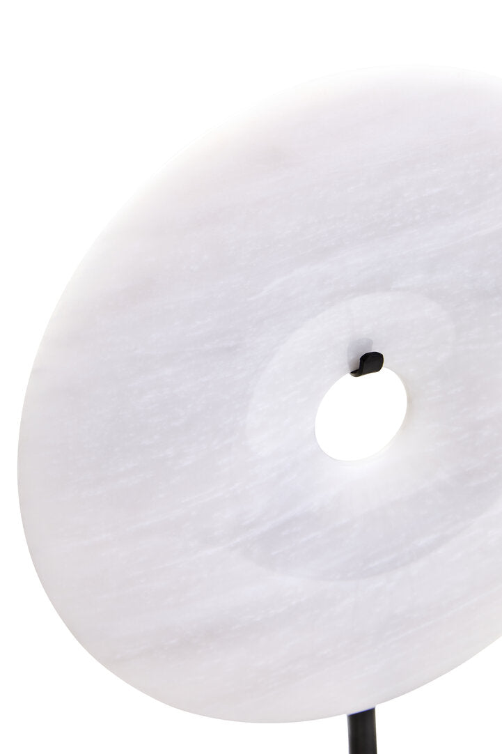 Zoro Small Round Dia 20cm Grey Marble Disc Sculpture - Macro