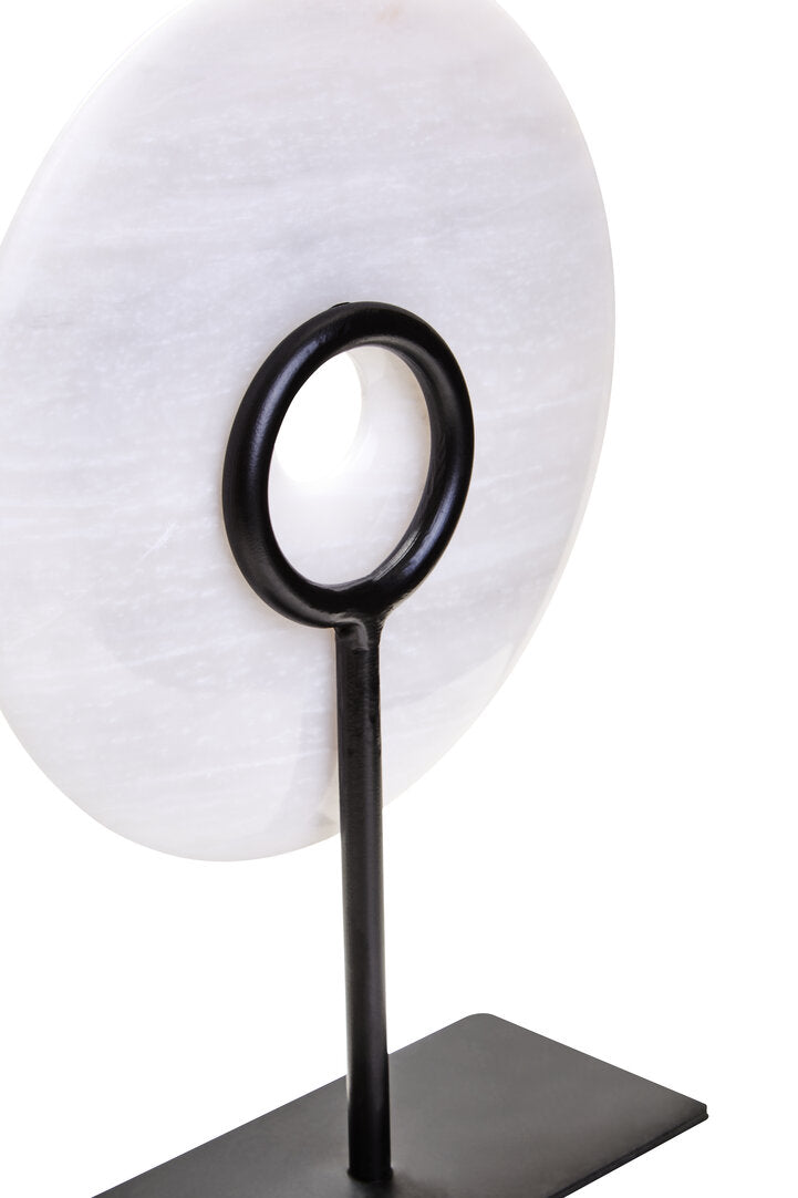 Zoro Small Round Dia 20cm Grey Marble Disc Sculpture - Macro