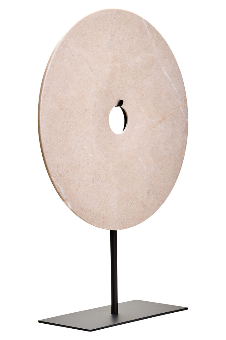 Zoro Large Cream Marble Round Dia 30cm Disc Sculpture - Additional