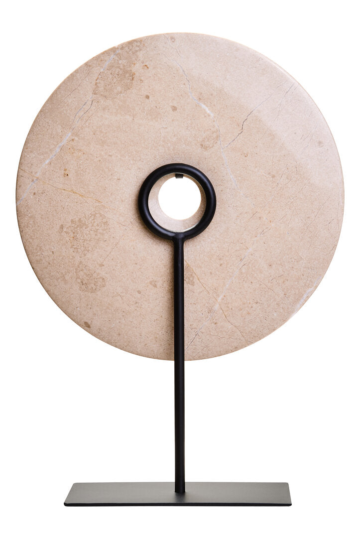 Zoro Large Cream Marble Round Dia 30cm Disc Sculpture - Additional