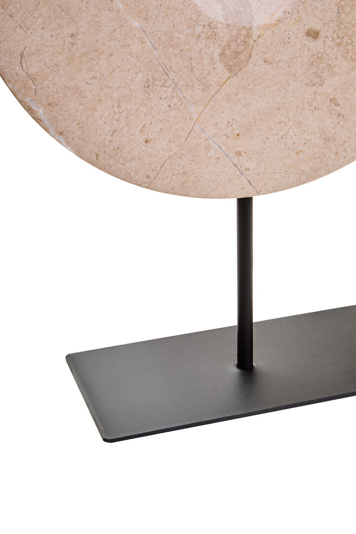 Zoro Large Cream Marble Round Dia 30cm Disc Sculpture - Macro