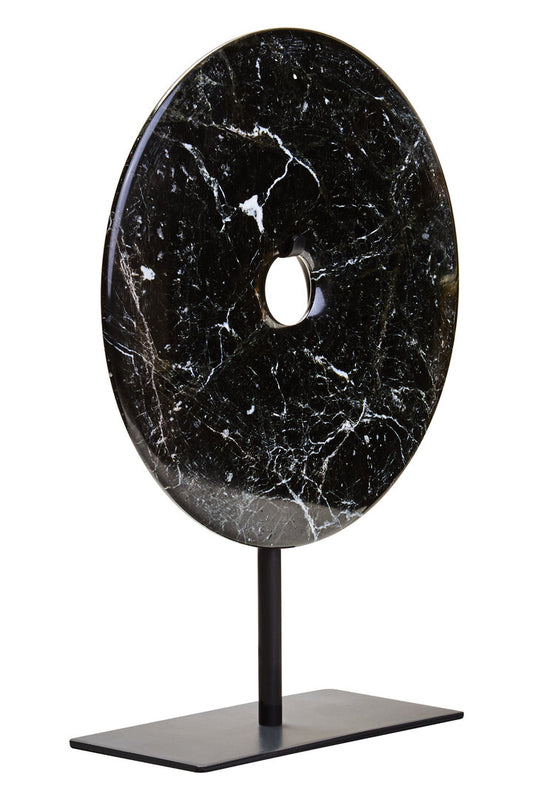 Salmo Small Black Marble Round Dia 20cm Disc Sculpture - Additional