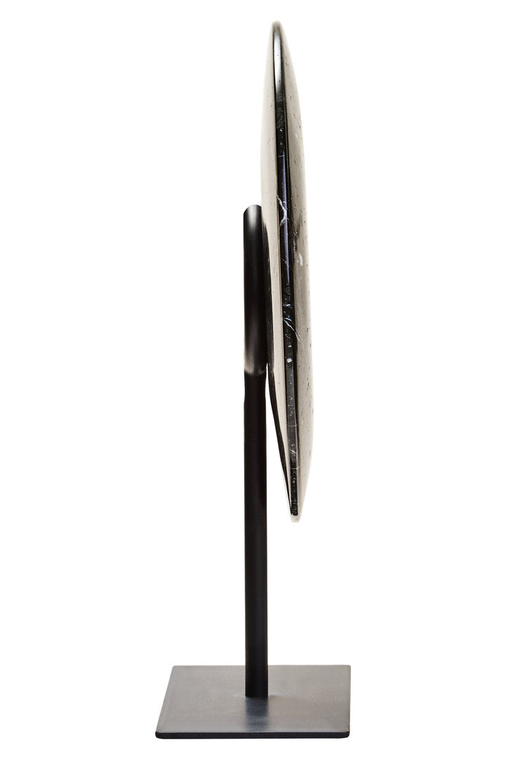 Salmo Small Black Marble Round Dia 20cm Disc Sculpture - Additional