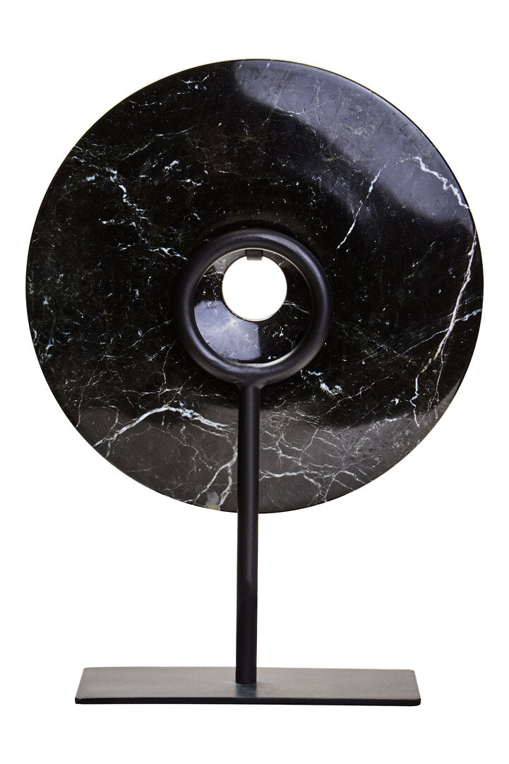 Salmo Small Black Marble Round Dia 20cm Disc Sculpture - Additional