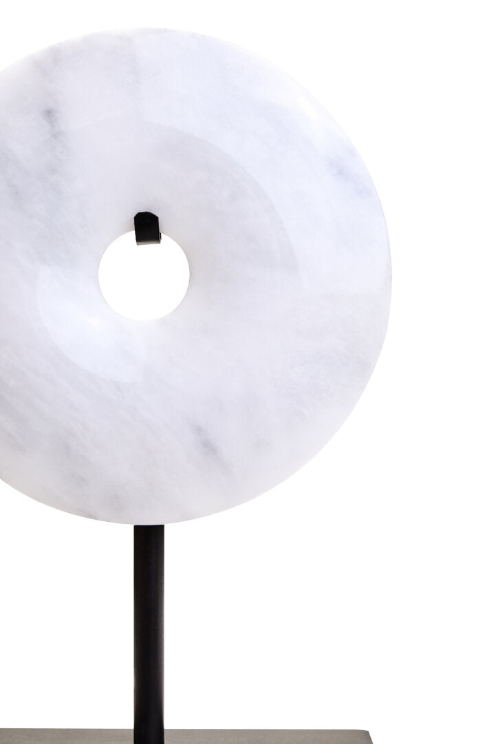 Zoro Extra Small Round Dia 15cm Grey Marble Disc Sculpture - Macro