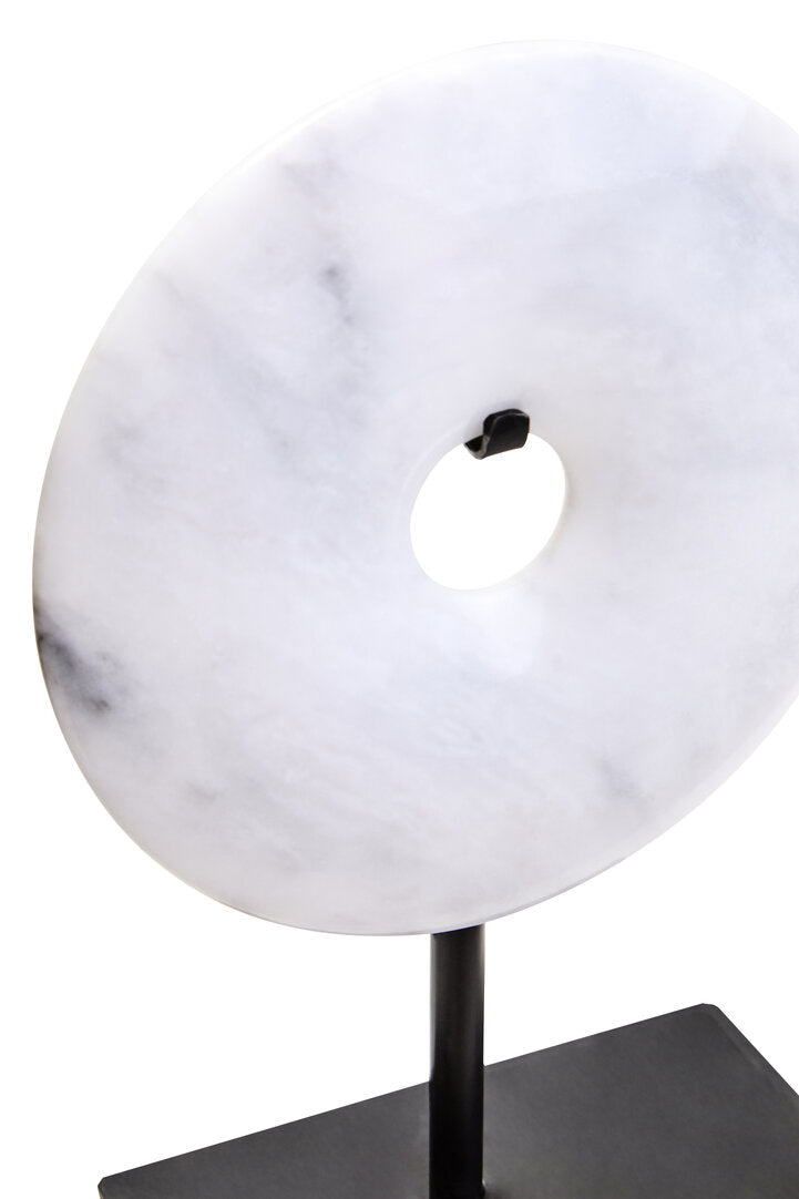 Zoro Extra Small Round Dia 15cm Grey Marble Disc Sculpture - Macro