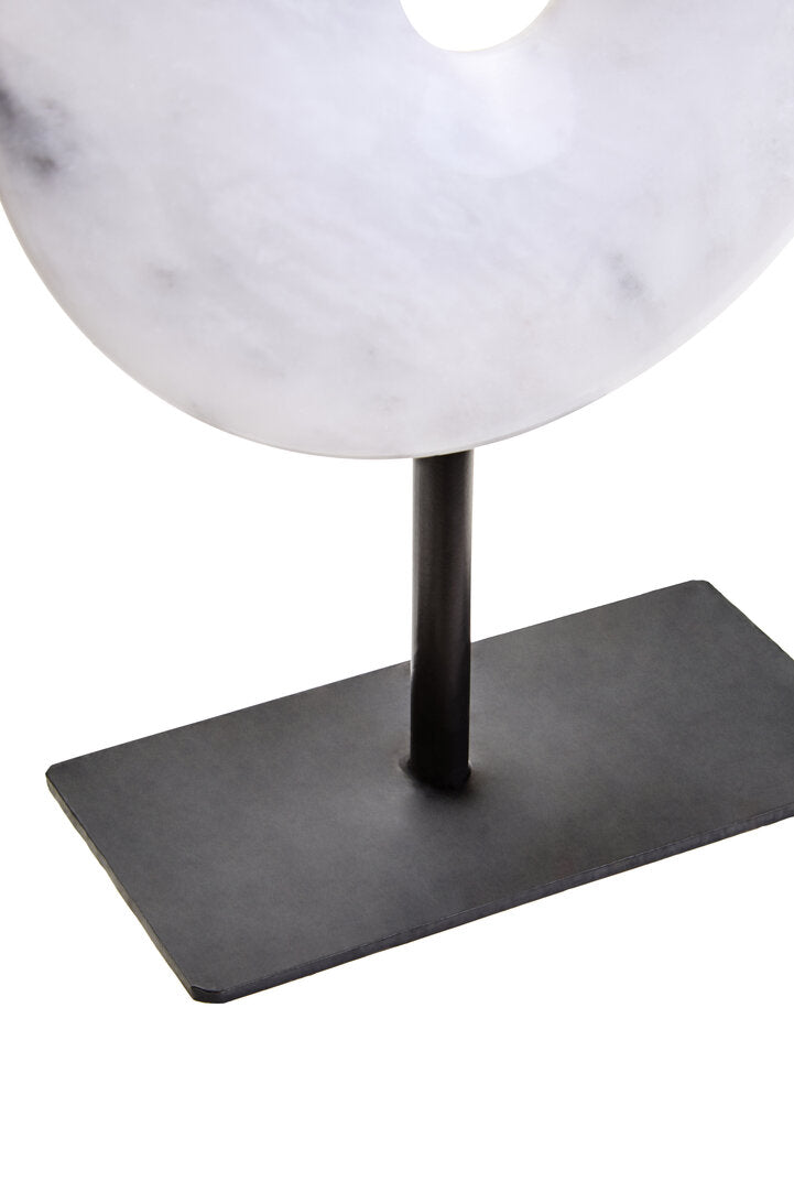 Zoro Extra Small Round Dia 15cm Grey Marble Disc Sculpture - Macro