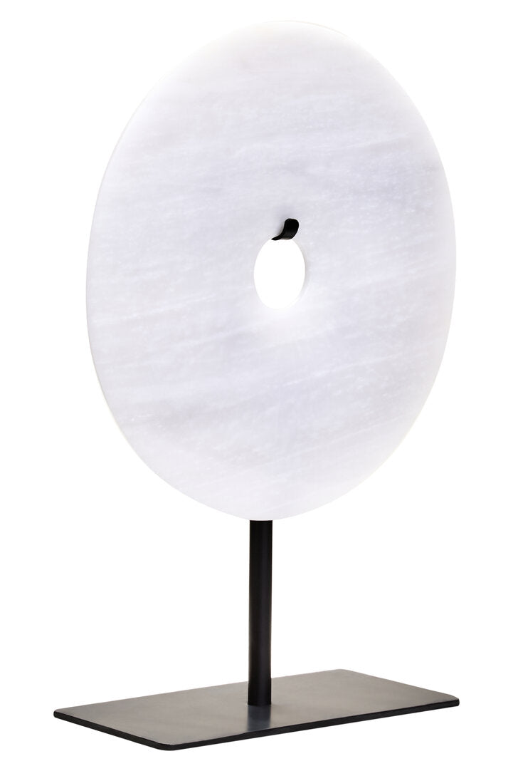 Zoro Small Round Dia 20cm Grey Marble Disc Sculpture - Additional