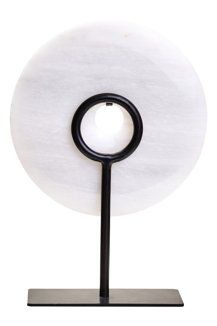 Zoro Small Round Dia 20cm Grey Marble Disc Sculpture - Additional