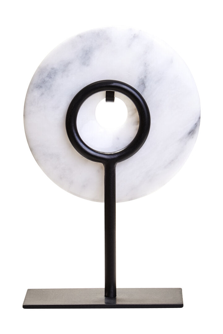 Zoro Extra Small Round Dia 15cm Grey Marble Disc Sculpture