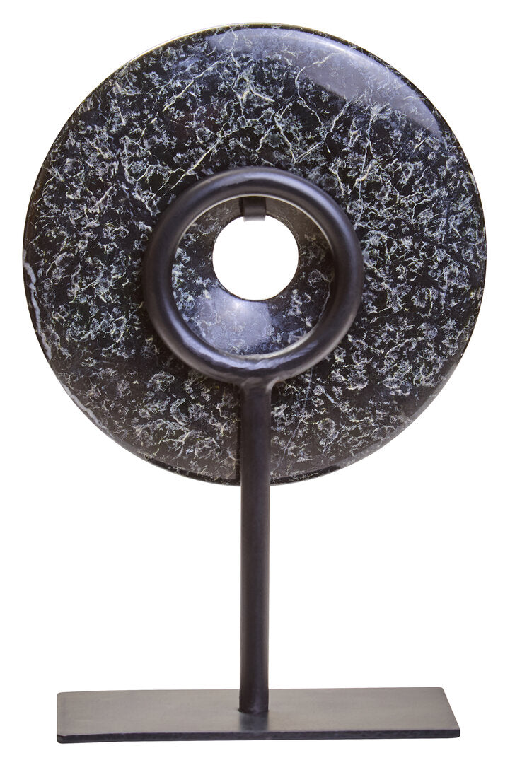Salmo Extra Small Black Marble Round Dia 15cm Disc Sculpture - Additional