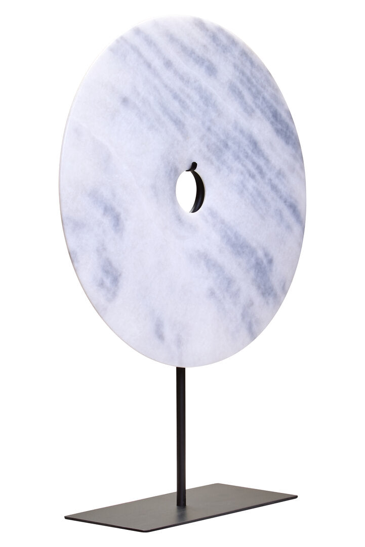 Zoro Extra Large Round Dia 35cm White Marble Disc Sculpture - Additional