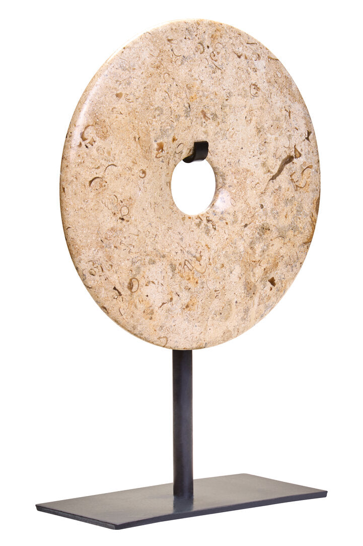 Zoro Small Natural Speckled Marble Round Dia 20cm Disc Sculpture - Additional
