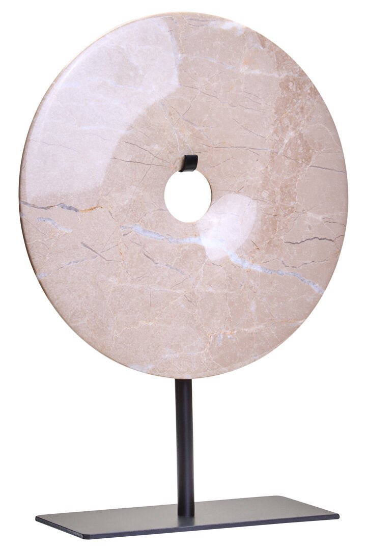 Zoro Small Cream Marble Round Dia 20cm Disc Sculpture - Additional