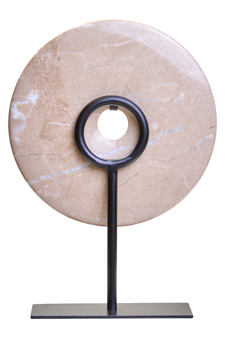Zoro Small Cream Marble Round Dia 20cm Disc Sculpture - Additional