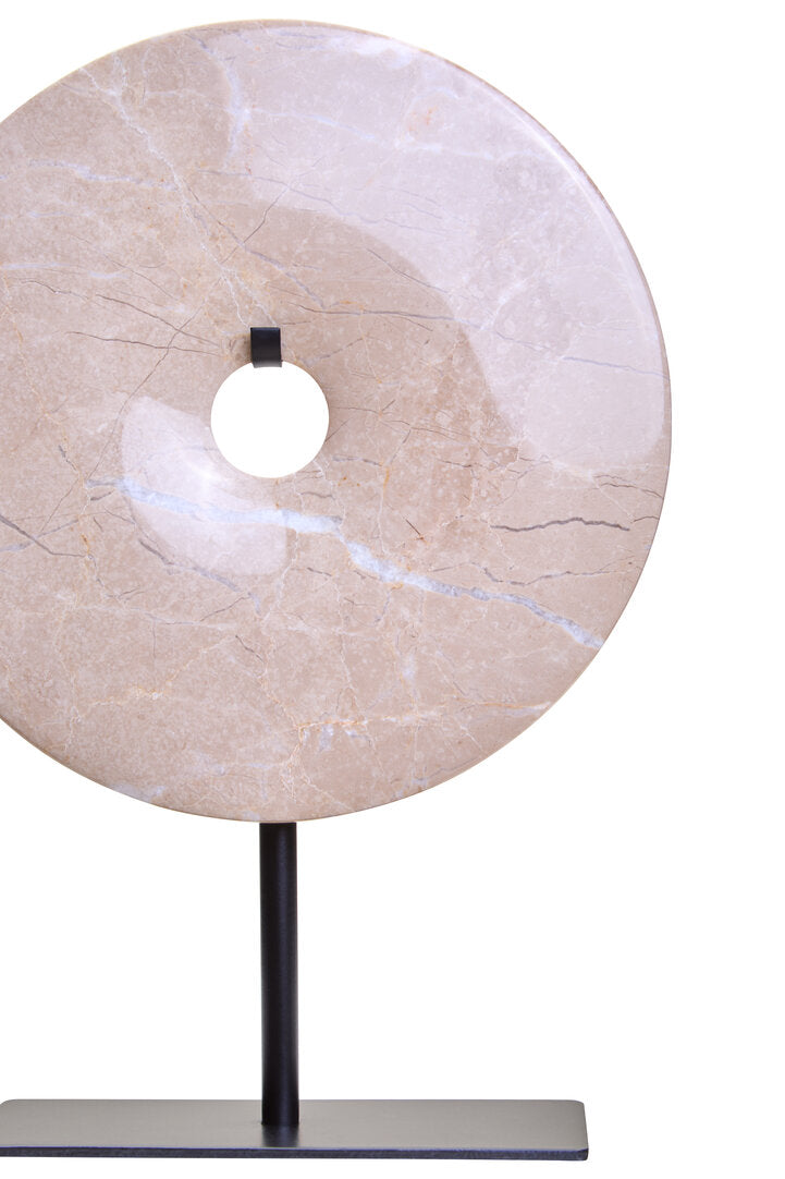 Zoro Small Cream Marble Round Dia 20cm Disc Sculpture - Macro