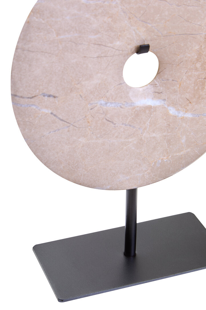 Zoro Small Cream Marble Round Dia 20cm Disc Sculpture - Macro