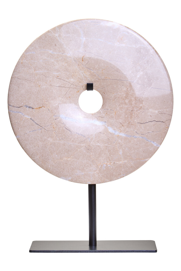 Zoro Small Cream Marble Round Dia 20cm Disc Sculpture - Main