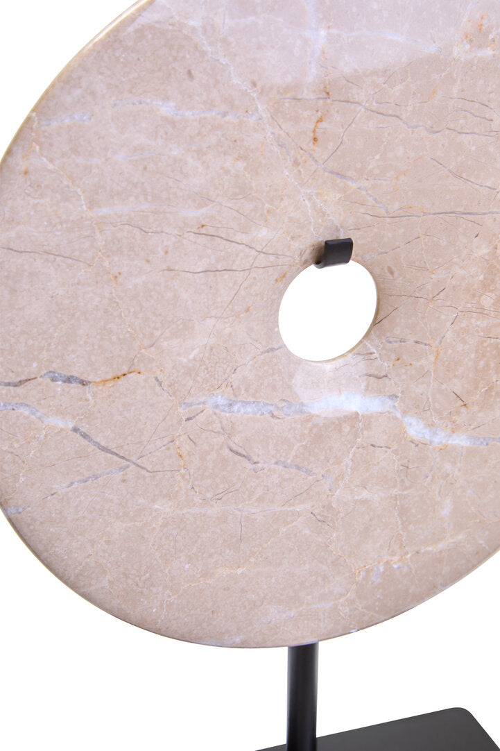 Zoro Small Cream Marble Round Dia 20cm Disc Sculpture - Macro
