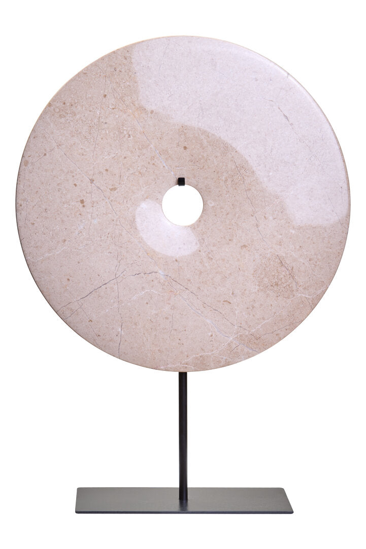 Zoro Extra Large Cream Round Dia 35cm Marble Disc Sculpture - Main