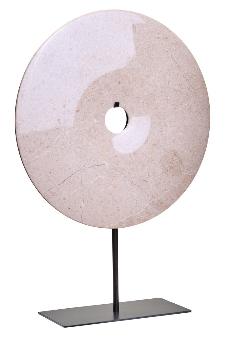Zoro Extra Large Cream Round Dia 35cm Marble Disc Sculpture - Additional