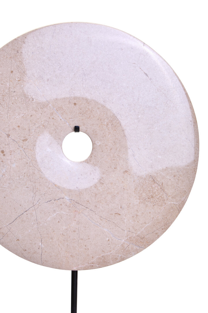 Zoro Extra Large Cream Round Dia 35cm Marble Disc Sculpture - Macro