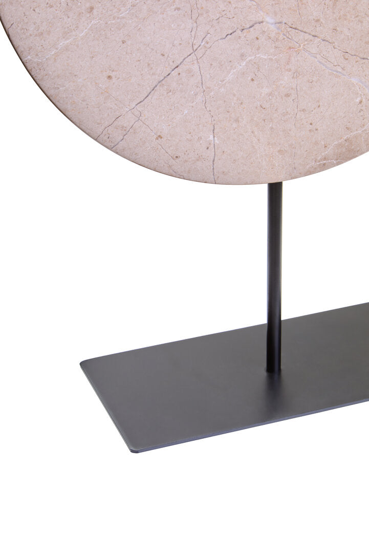 Zoro Extra Large Cream Round Dia 35cm Marble Disc Sculpture - Macro