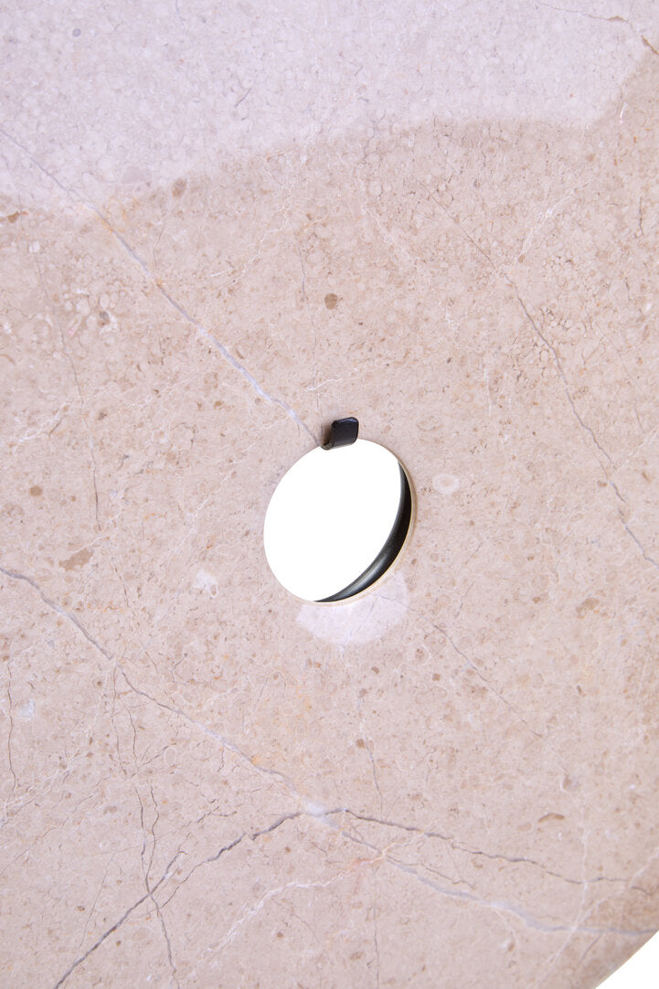 Zoro Extra Large Cream Round Dia 35cm Marble Disc Sculpture - Macro