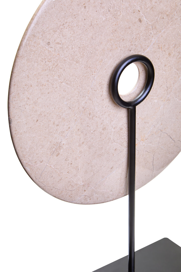 Zoro Extra Large Cream Round Dia 35cm Marble Disc Sculpture