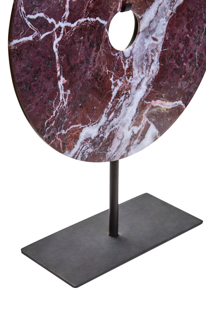 Salmo Small Red Marble Round Dia 20cm Disc Sculpture - Macro