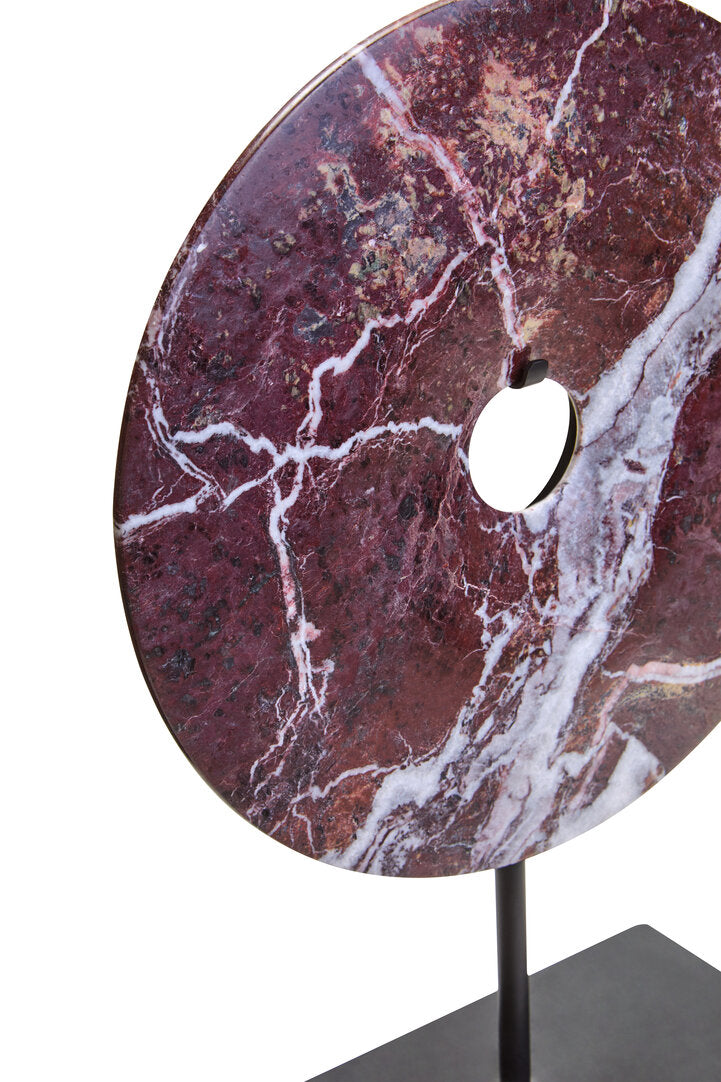 Salmo Small Red Marble Round Dia 20cm Disc Sculpture - Macro