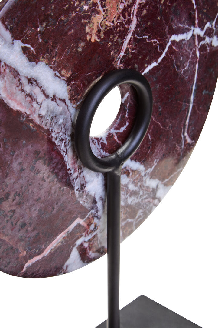 Salmo Small Red Marble Round Dia 20cm Disc Sculpture - Macro