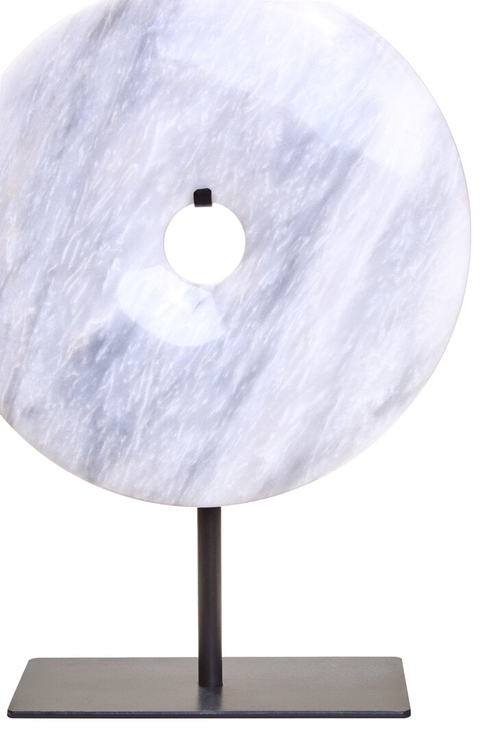 Zoro Small Round Dia 20cm White Marble Disc Sculpture