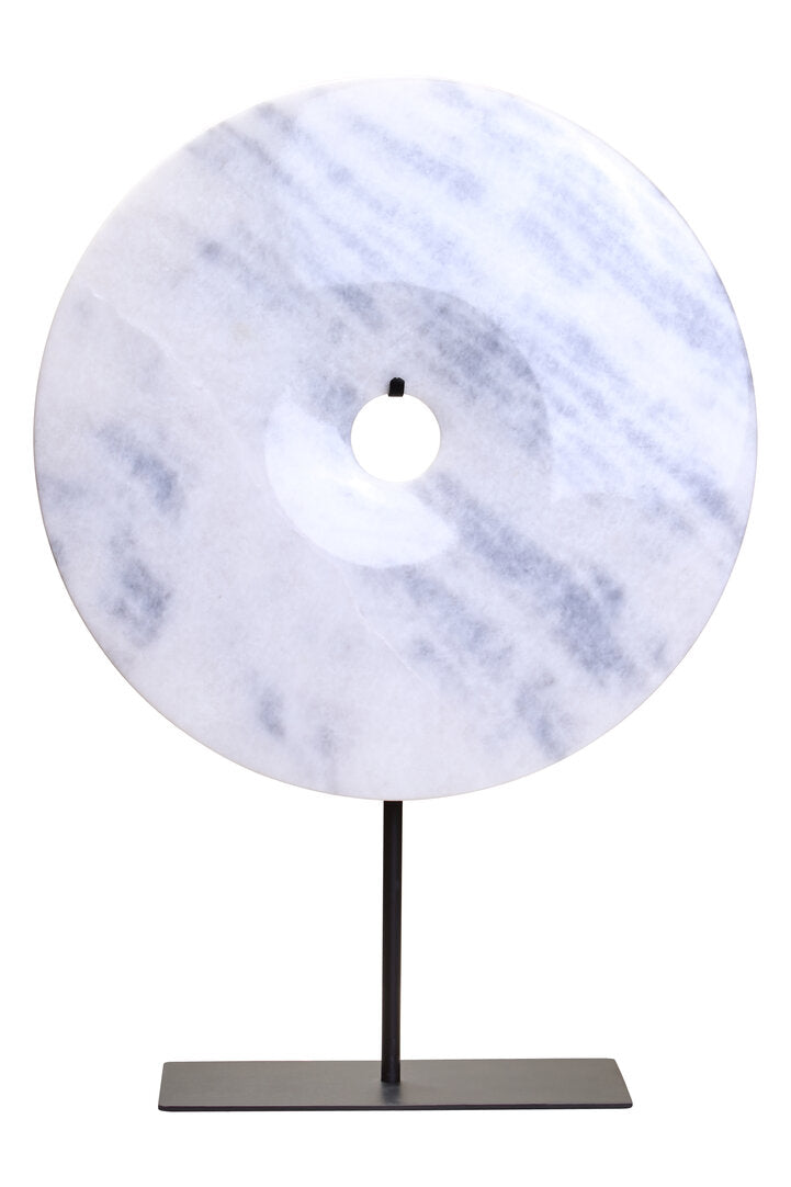 Zoro Extra Large Round Dia 35cm White Marble Disc Sculpture - Main