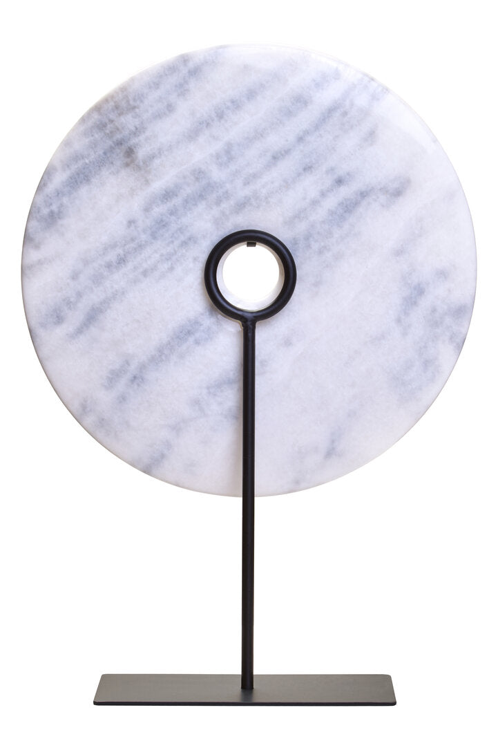 Zoro Extra Large Round Dia 35cm White Marble Disc Sculpture - Additional