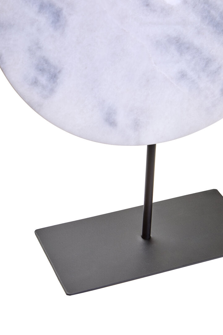 Zoro Extra Large Round Dia 35cm White Marble Disc Sculpture - Macro