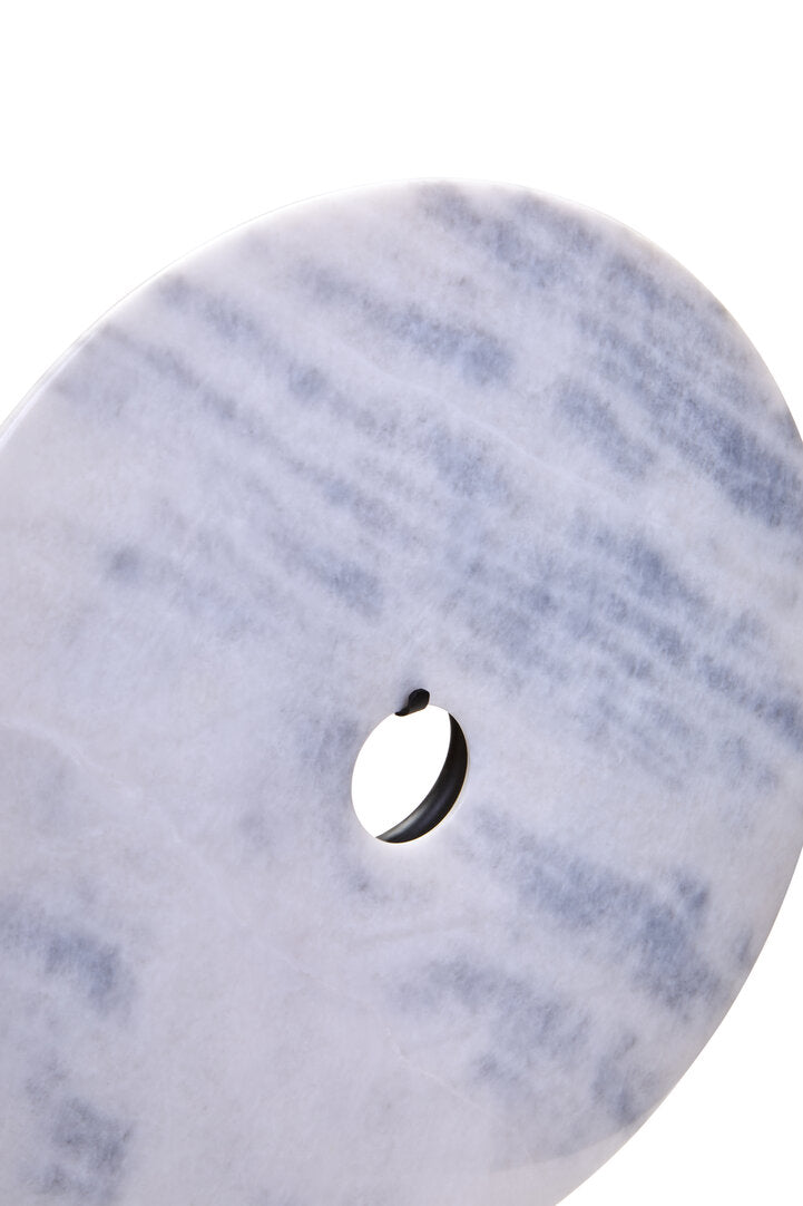 Zoro Extra Large Round Dia 35cm White Marble Disc Sculpture - Macro