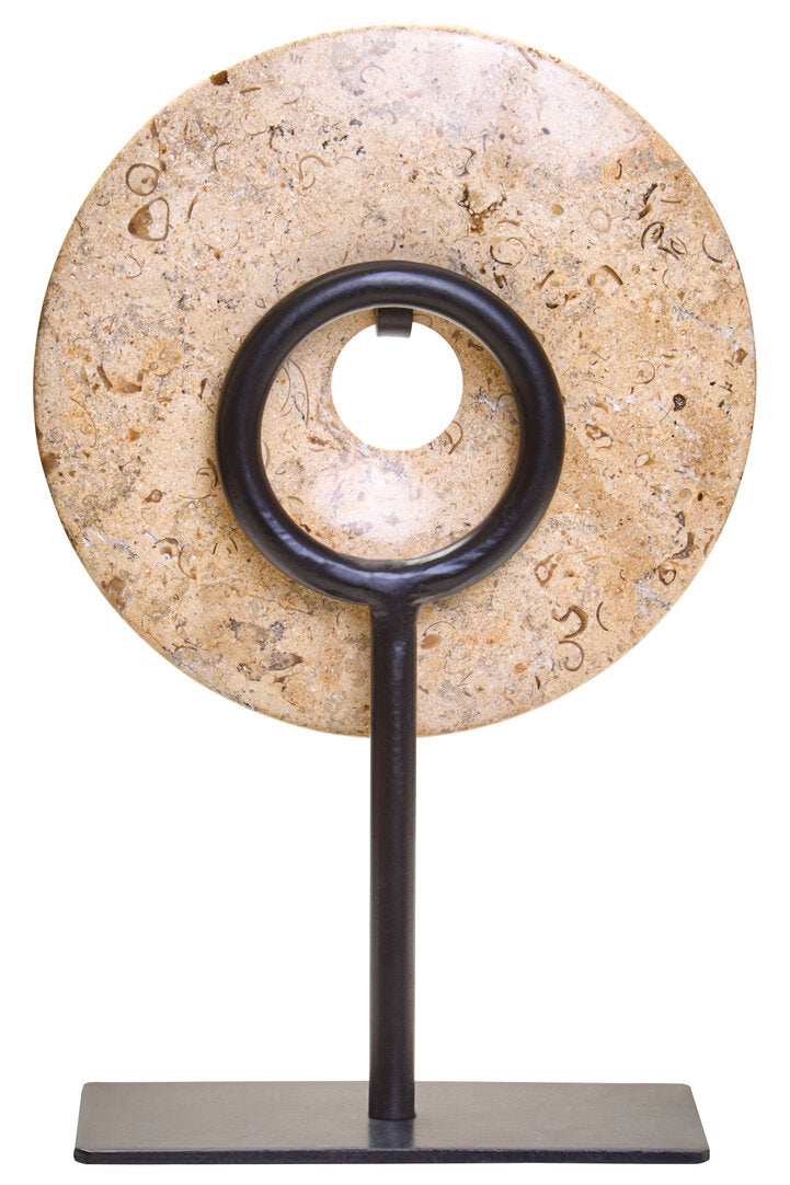 Zoro Small Natural Speckled Marble Round Dia 20cm Disc Sculpture - Additional