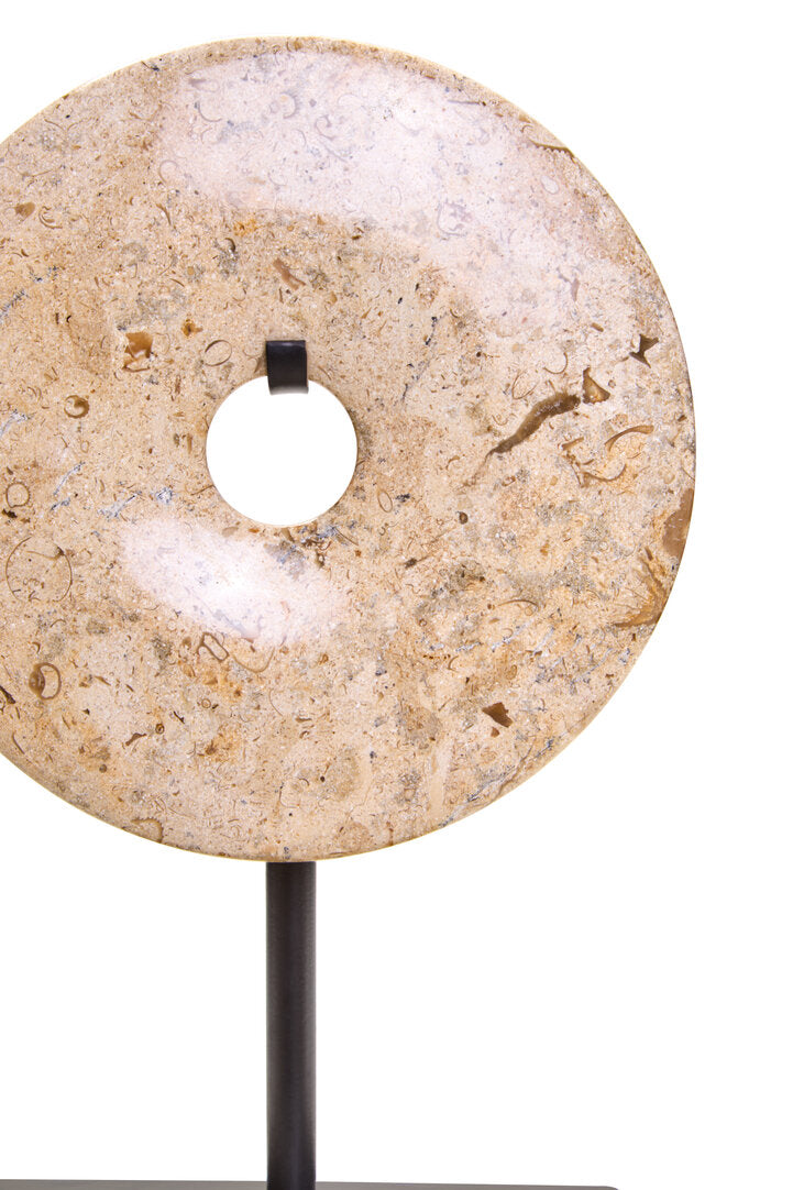 Zoro Small Natural Speckled Marble Round Dia 20cm Disc Sculpture - Macro