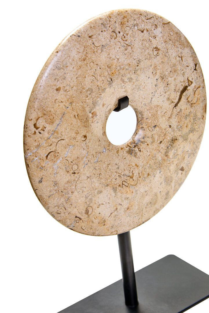 Zoro Small Natural Speckled Marble Round Dia 20cm Disc Sculpture - Macro