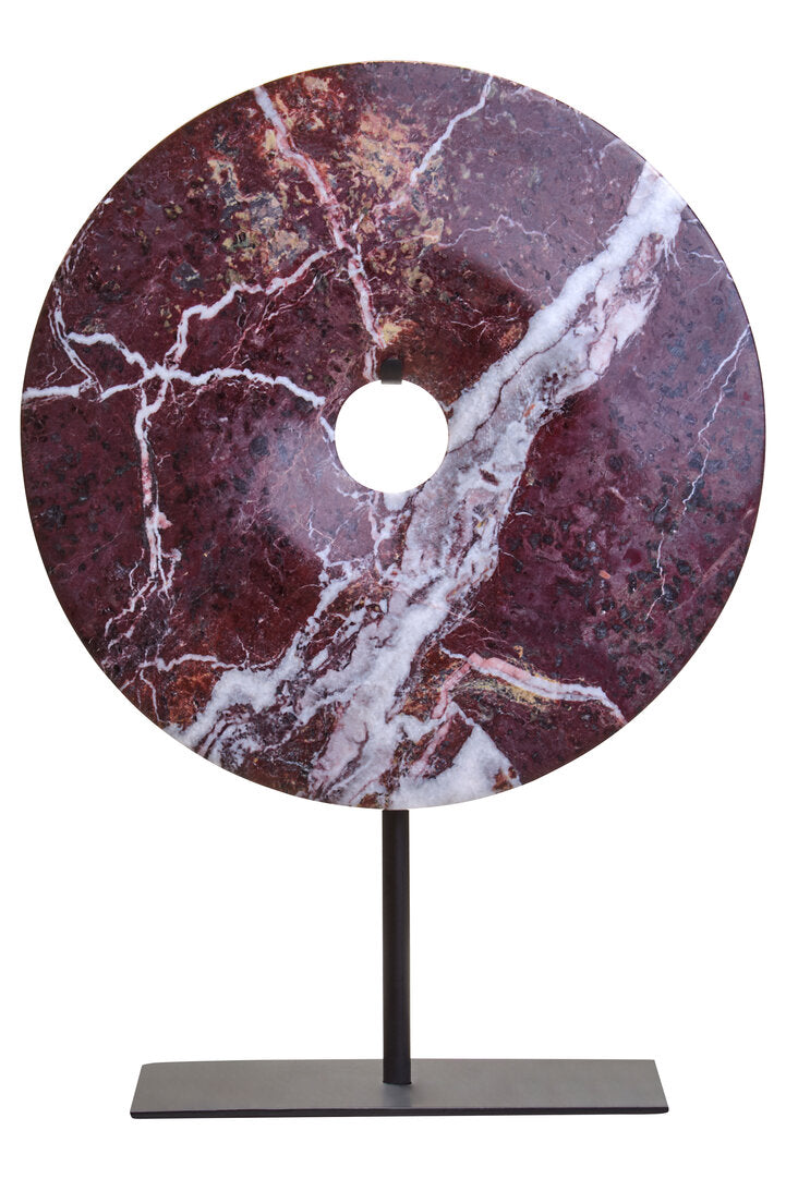Salmo Small Red Marble Round Dia 20cm Disc Sculpture - Main