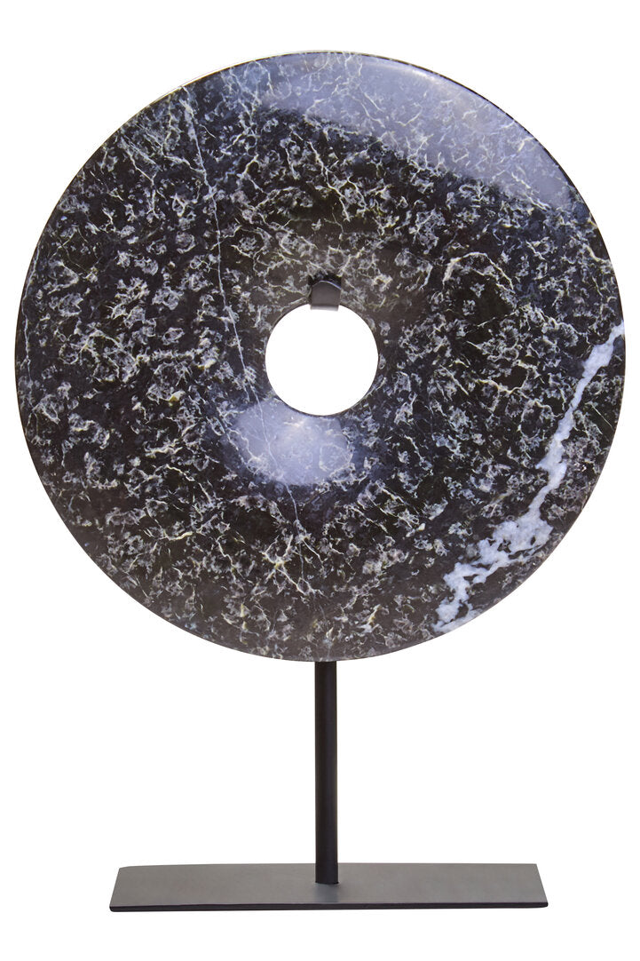 Salmo Extra Small Black Marble Round Dia 15cm Disc Sculpture - Main