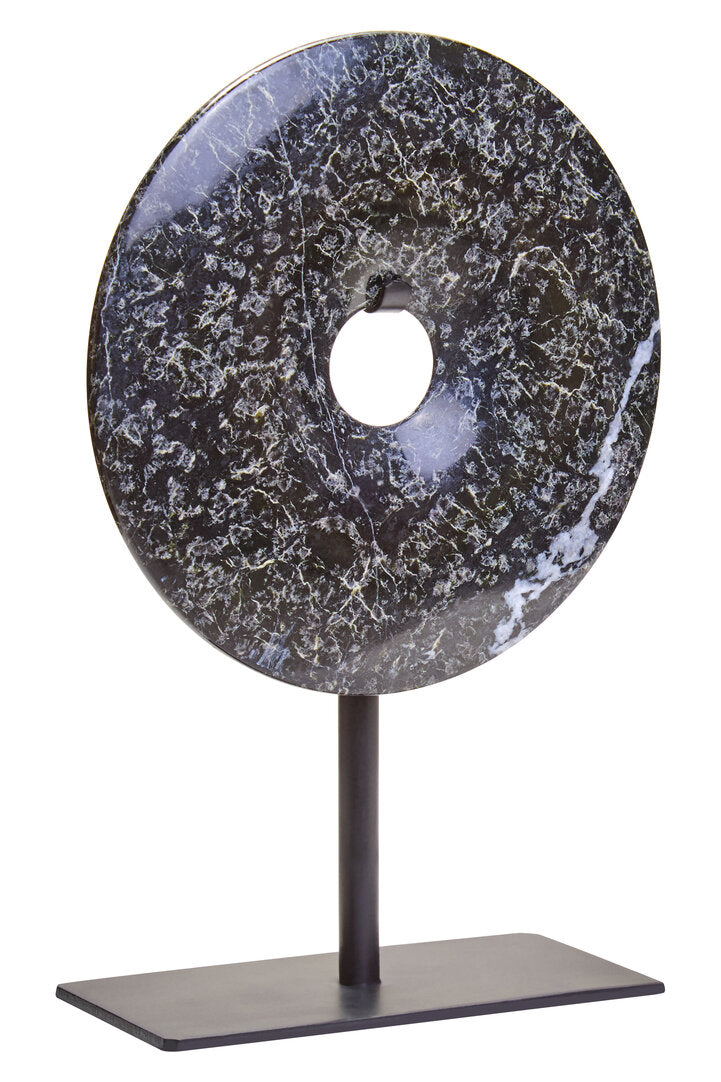 Salmo Extra Small Black Marble Round Dia 15cm Disc Sculpture - Additional