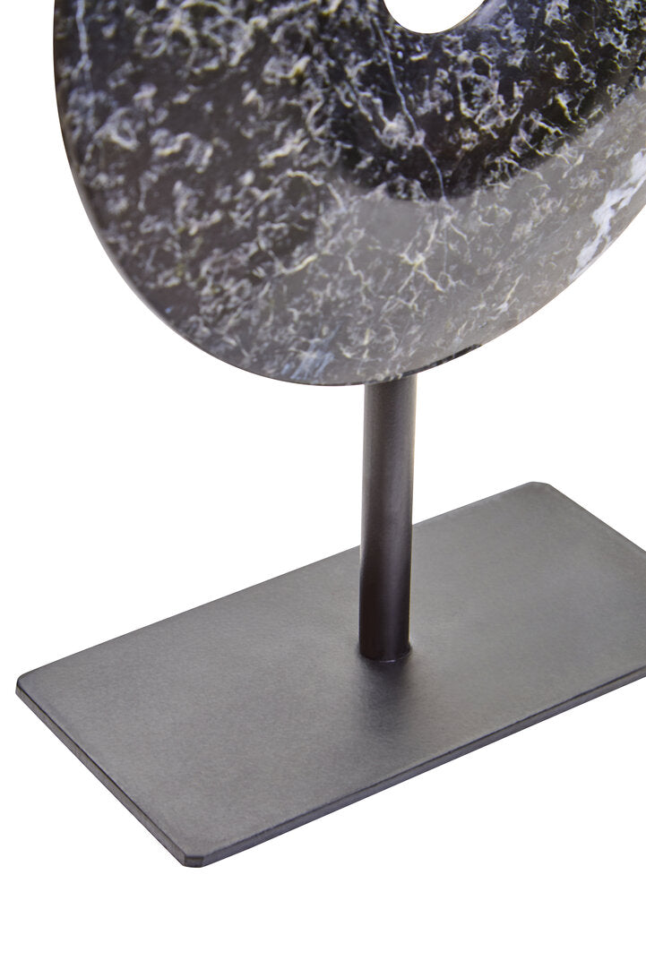 Salmo Extra Small Black Marble Round Dia 15cm Disc Sculpture - Macro
