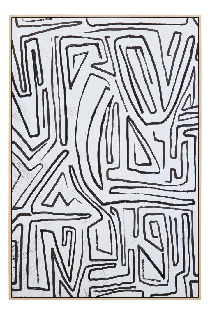 Astratto Abstract Black and Cream Textured Wall Art - Main