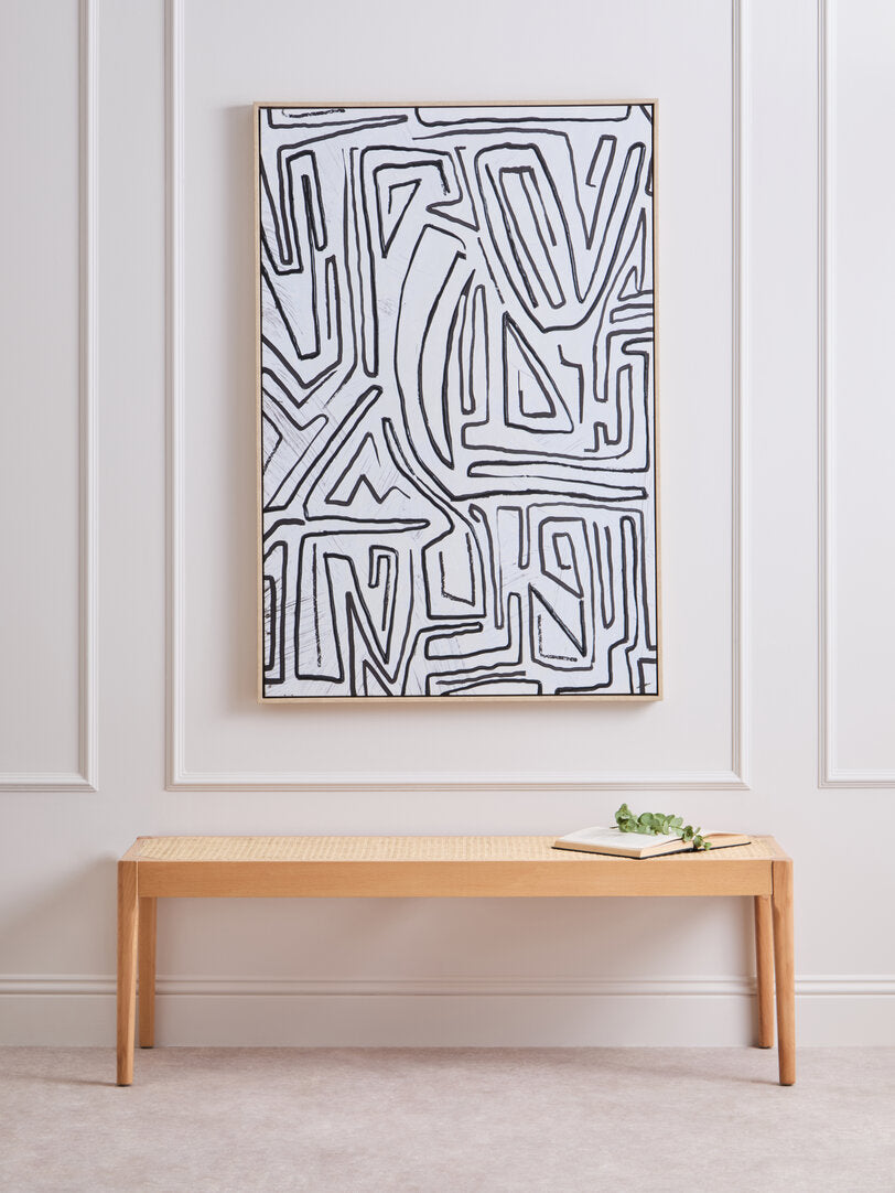Astratto Abstract Black and Cream Textured Wall Art - Lifestyle