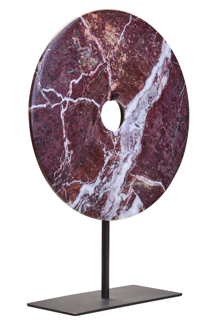 Salmo Medium Red Marble Round Dia 25cm Disc Sculpture - Additional