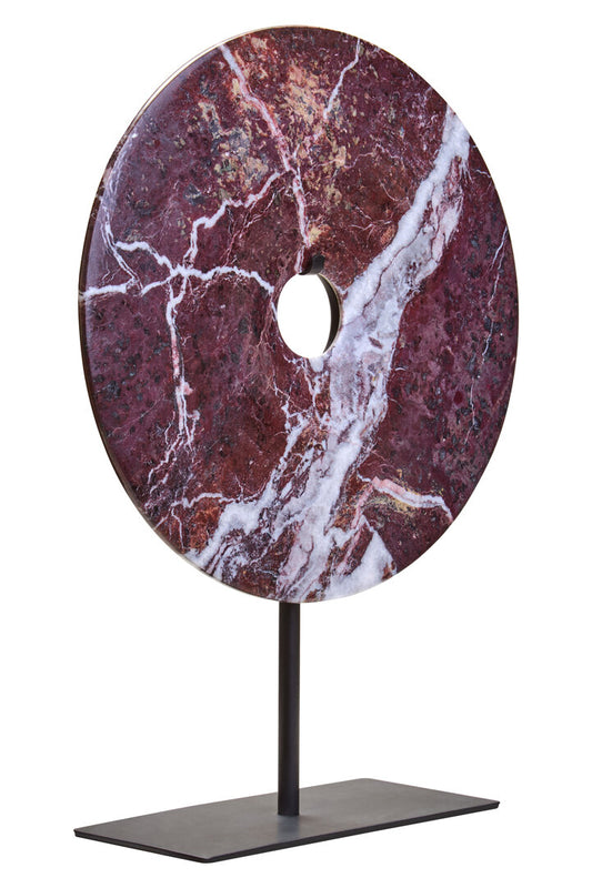 Salmo Medium Red Marble Round Dia 25cm Disc Sculpture - Additional